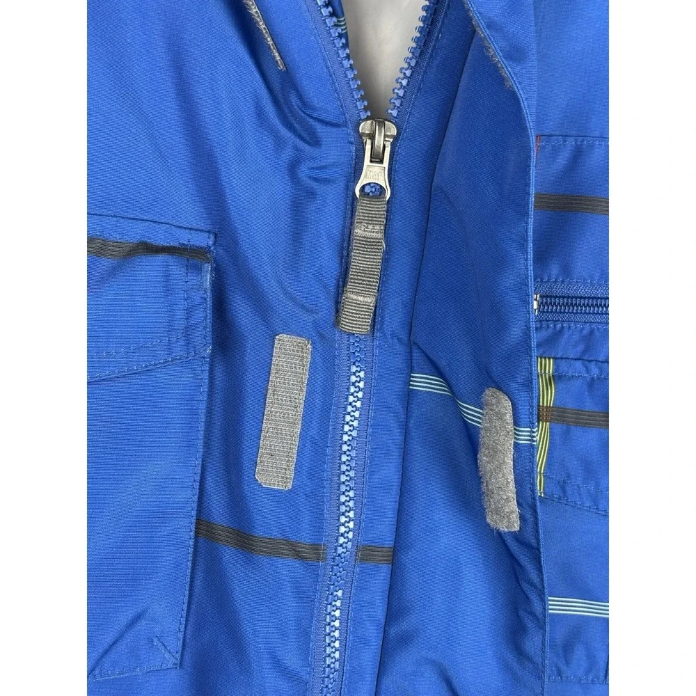 Y2K Helix Snowboard Jacket Mens M Blue Insulated Ski Cargo Hooded Snow Coat